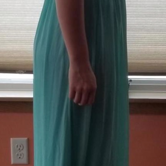 Long Mesh Dress with Illusion Neckline - Picture 4 of 5